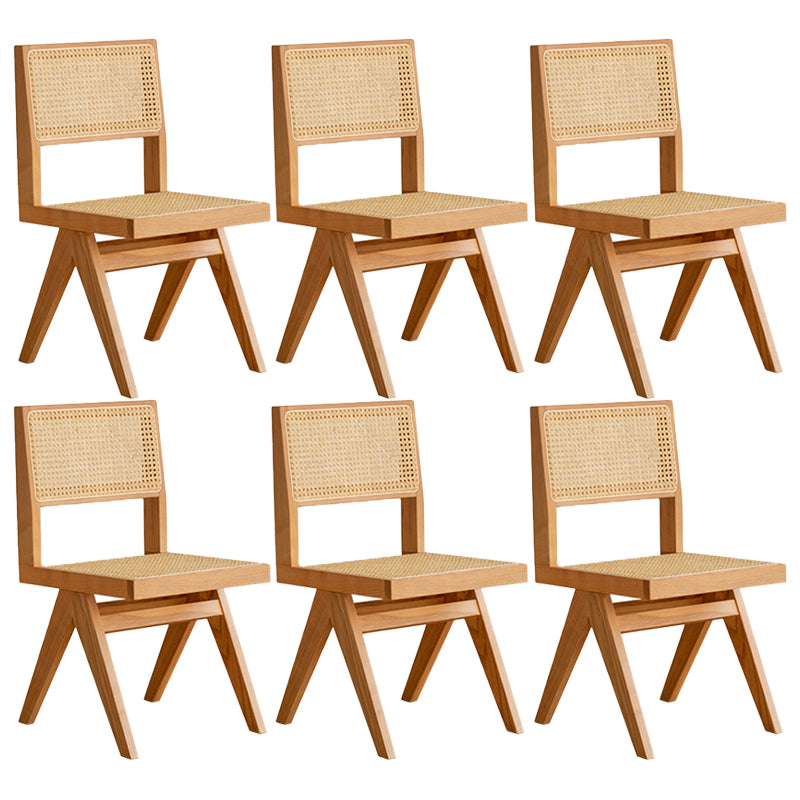 Natural Scandinavian Dining Chairs Rubber Wood Low Back Dining Side Chair