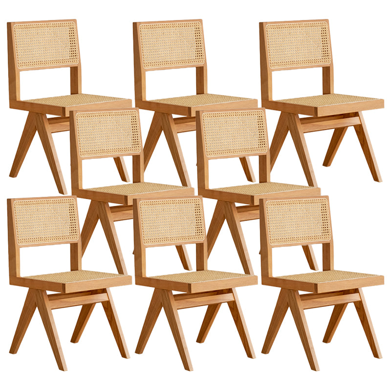 Natural Scandinavian Dining Chairs Rubber Wood Low Back Dining Side Chair