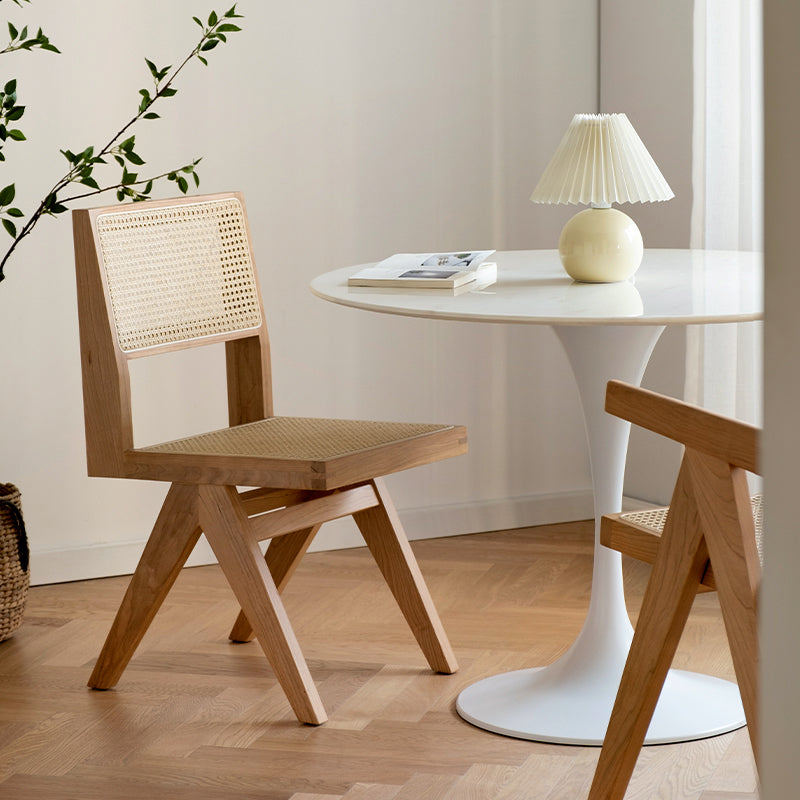 Natural Scandinavian Dining Chairs Rubber Wood Low Back Dining Side Chair