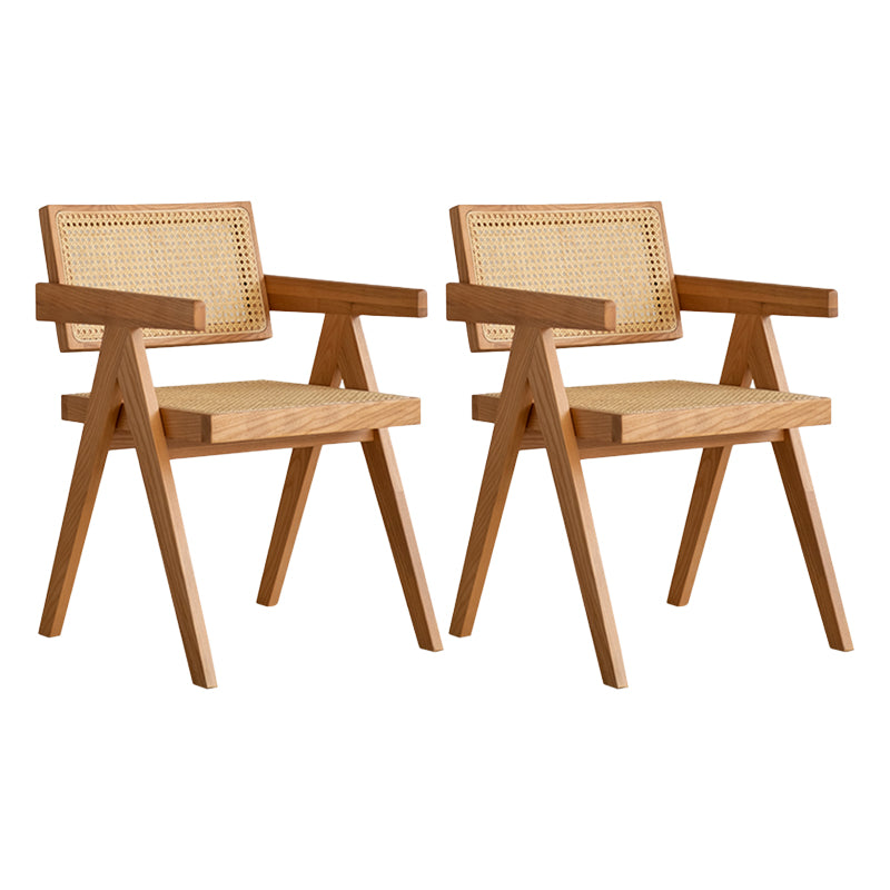 Natural Scandinavian Dining Chairs Rubber Wood Low Back Dining Side Chair