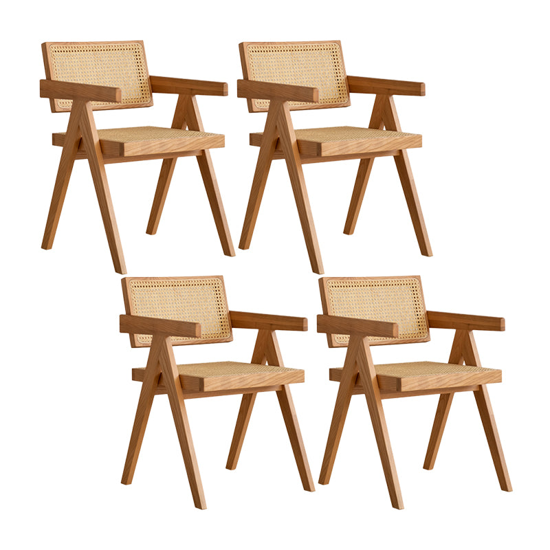 Natural Scandinavian Dining Chairs Rubber Wood Low Back Dining Side Chair