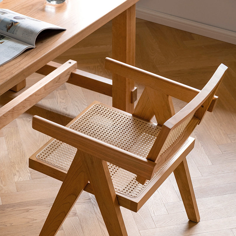 Natural Scandinavian Dining Chairs Rubber Wood Low Back Dining Side Chair