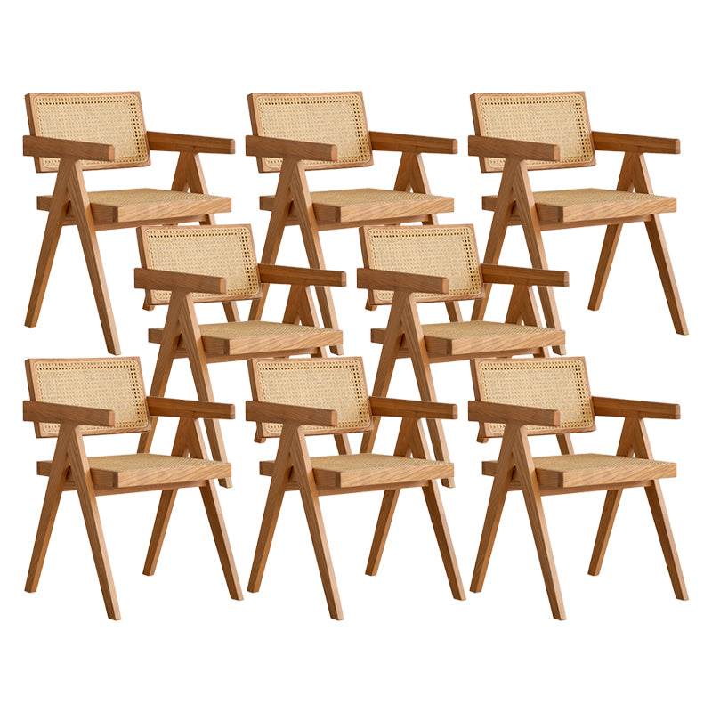 Natural Scandinavian Dining Chairs Rubber Wood Low Back Dining Side Chair