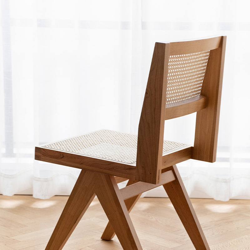 Natural Scandinavian Dining Chairs Rubber Wood Low Back Dining Side Chair