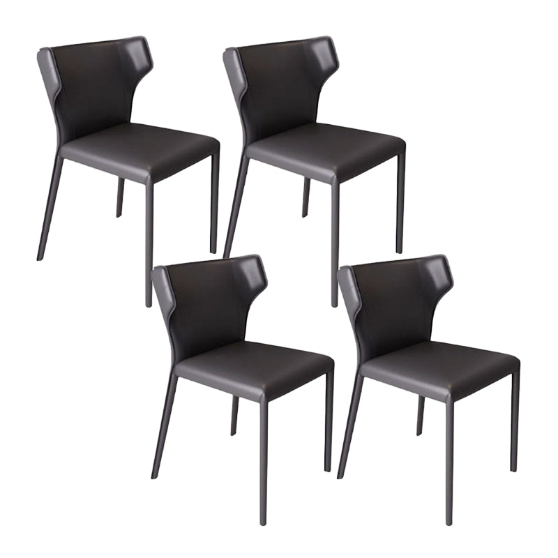 Faux Leather Armless Dining Chairs Modern Wingback Side Chair