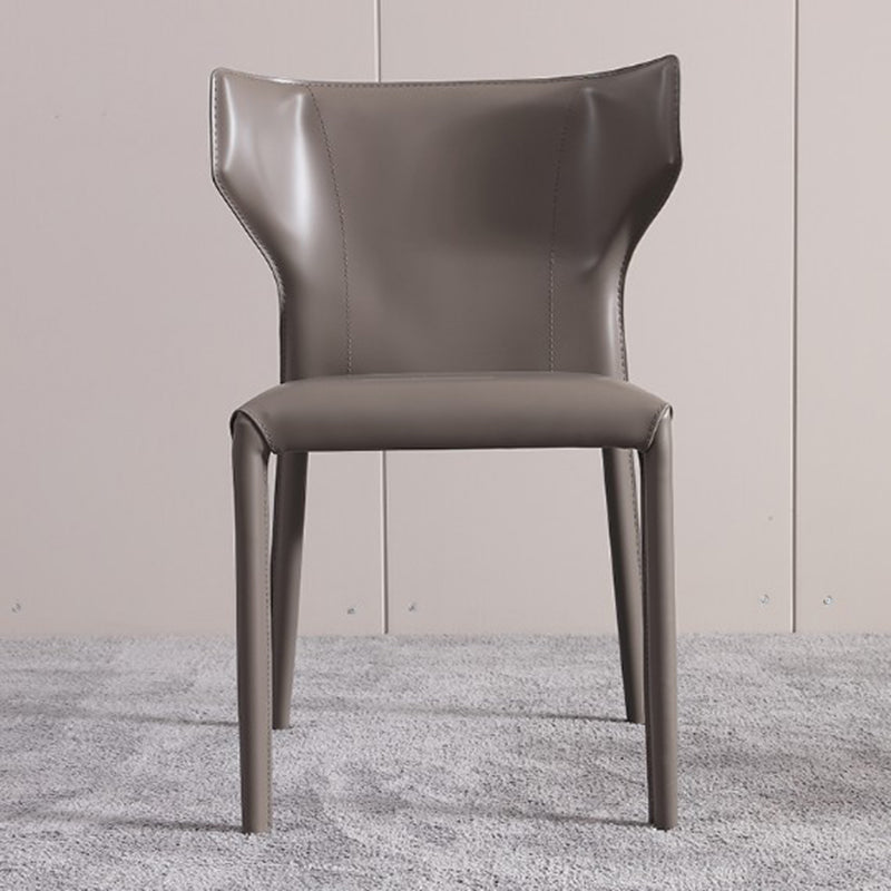 Faux Leather Armless Dining Chairs Modern Wingback Side Chair