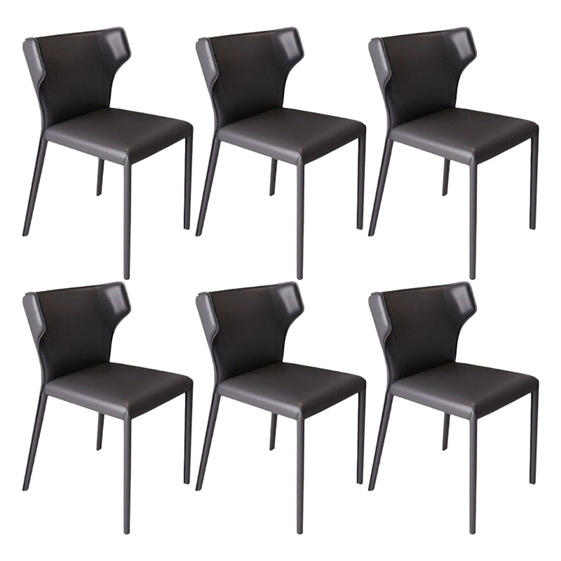 Faux Leather Armless Dining Chairs Modern Wingback Side Chair