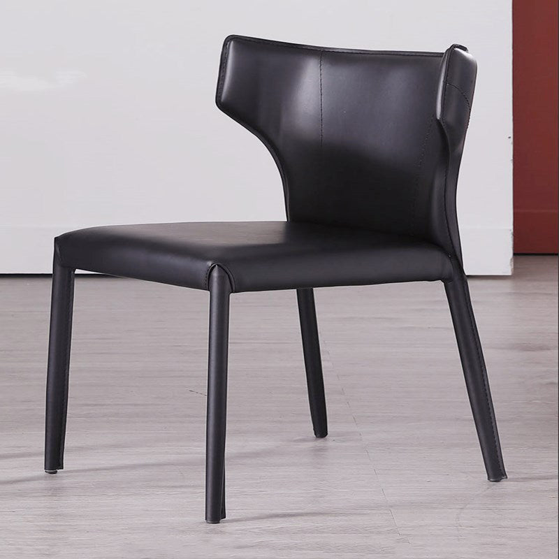 Faux Leather Armless Dining Chairs Modern Wingback Side Chair