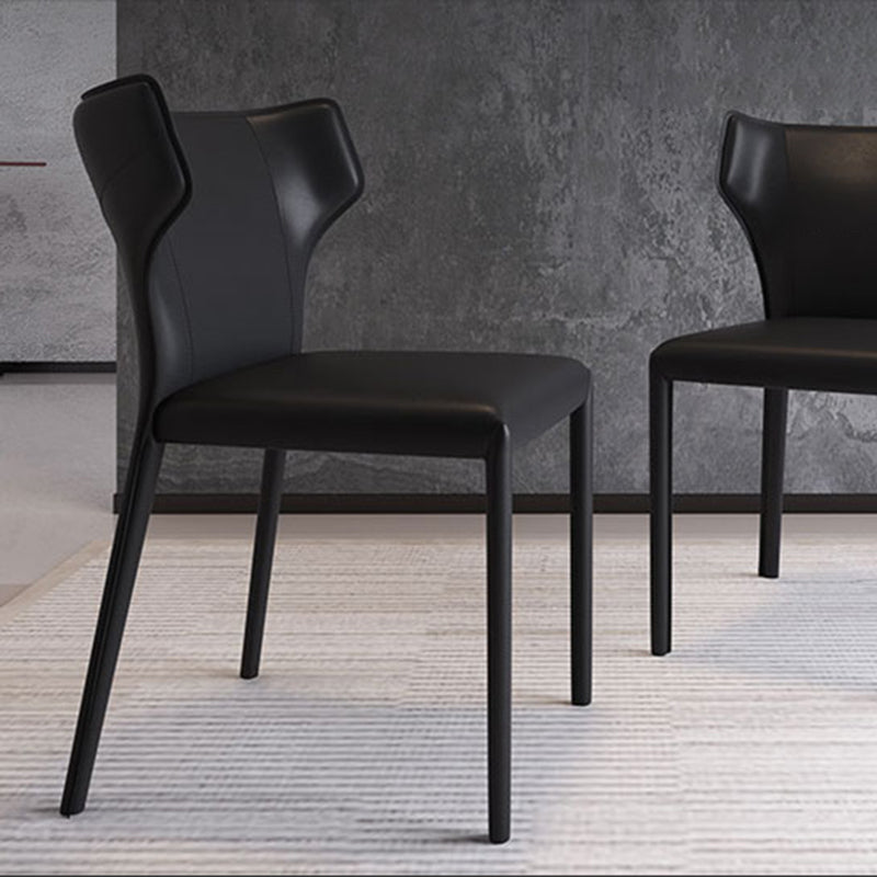 Faux Leather Armless Dining Chairs Modern Wingback Side Chair