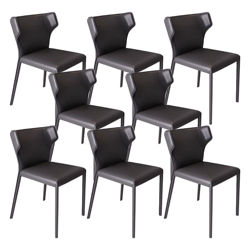 Faux Leather Armless Dining Chairs Modern Wingback Side Chair