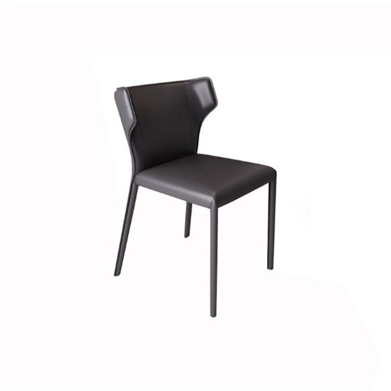 Faux Leather Armless Dining Chairs Modern Wingback Side Chair