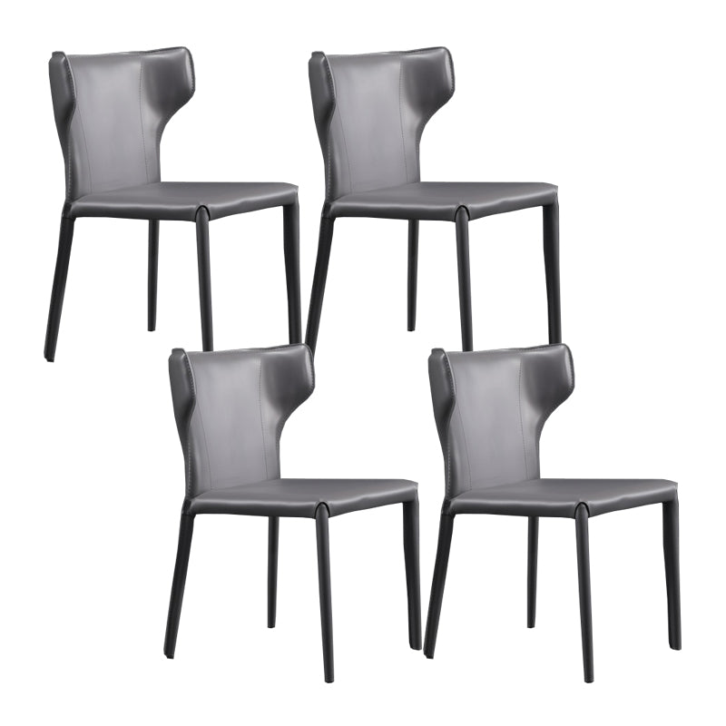 Faux Leather Armless Dining Chairs Modern Wingback Side Chair