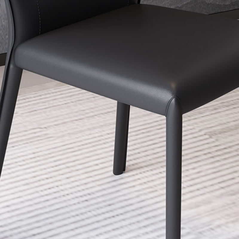 Faux Leather Armless Dining Chairs Modern Wingback Side Chair