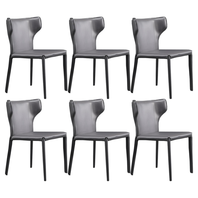 Faux Leather Armless Dining Chairs Modern Wingback Side Chair