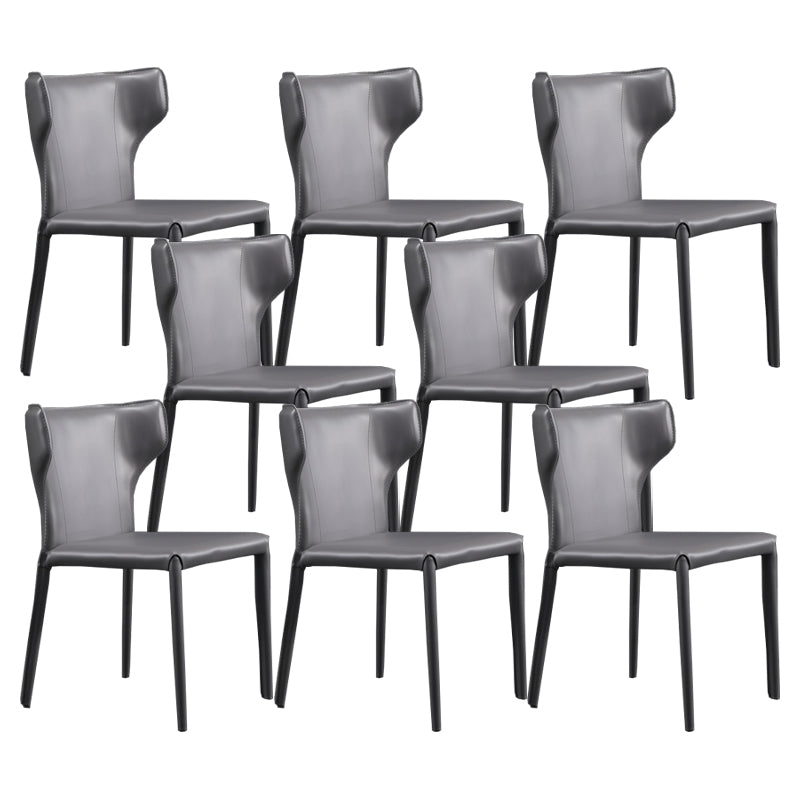 Faux Leather Armless Dining Chairs Modern Wingback Side Chair