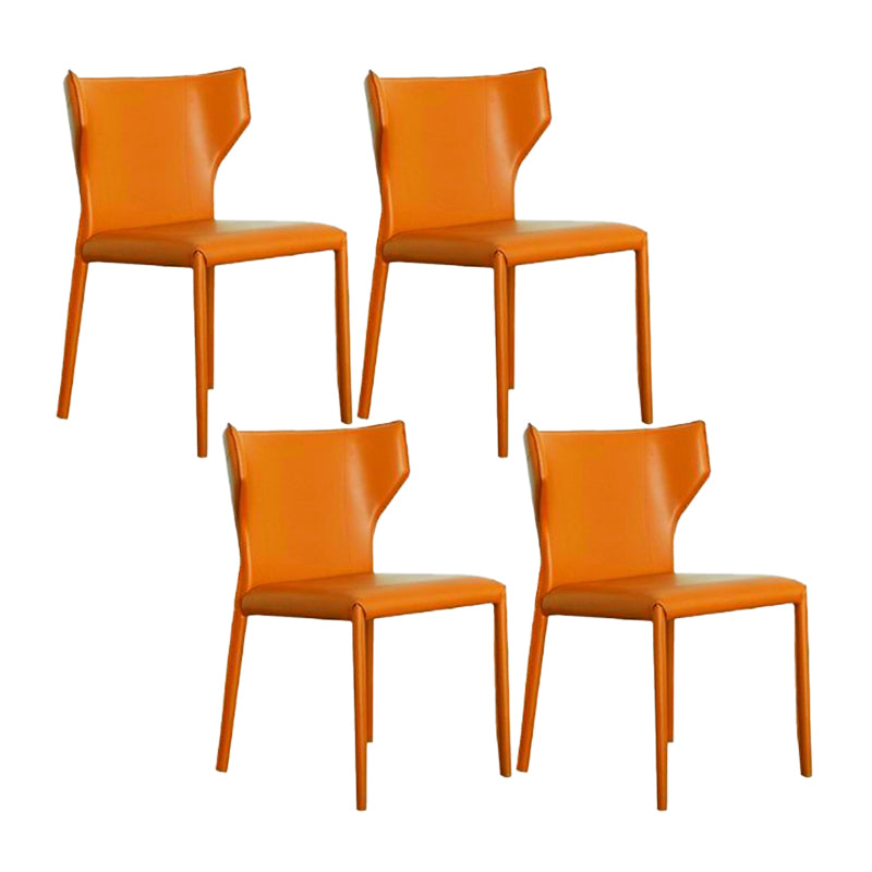 Faux Leather Armless Dining Chairs Modern Wingback Side Chair