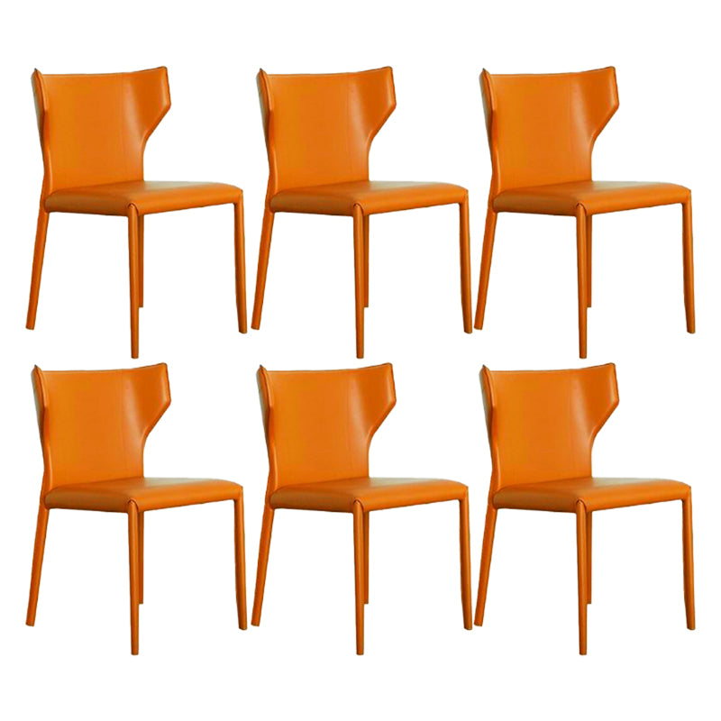 Faux Leather Armless Dining Chairs Modern Wingback Side Chair