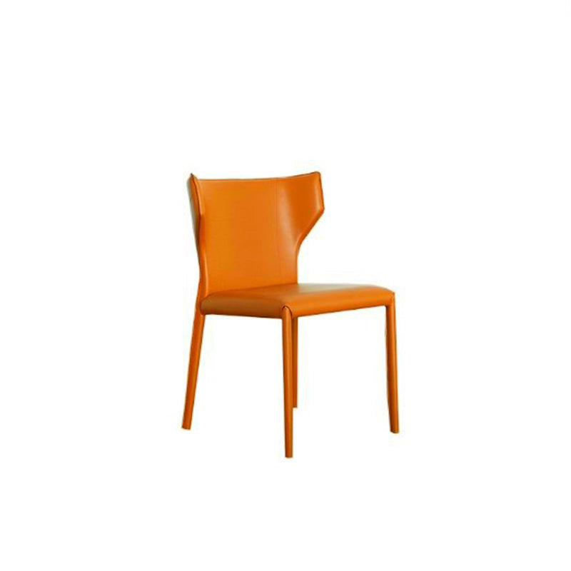 Faux Leather Armless Dining Chairs Modern Wingback Side Chair