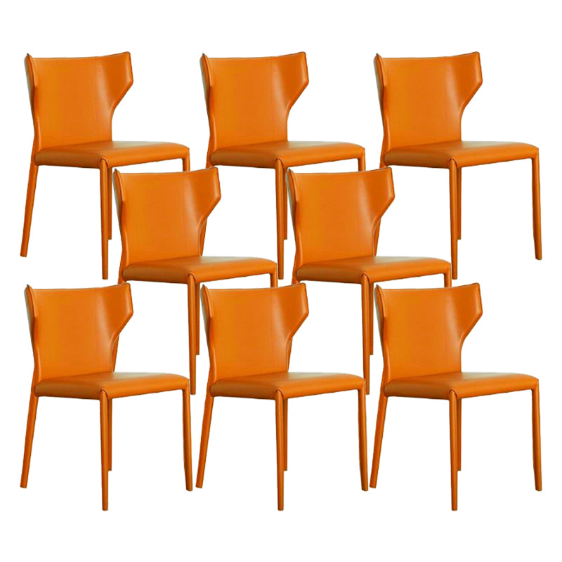 Faux Leather Armless Dining Chairs Modern Wingback Side Chair