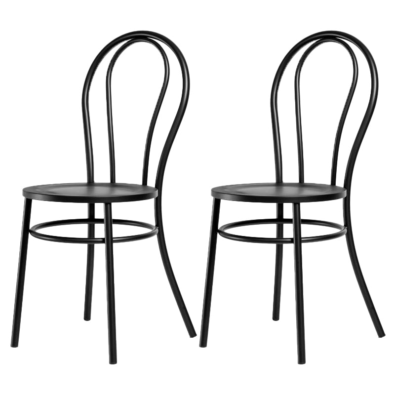 White and Black Dining Chairs Industrial Iron Armless Dining Side Chair