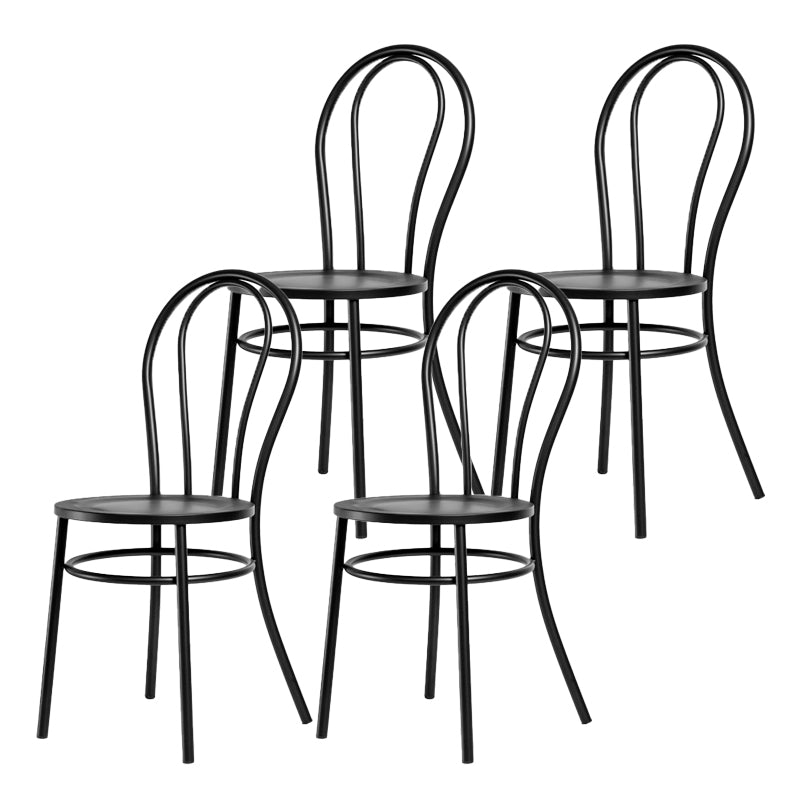 White and Black Dining Chairs Industrial Iron Armless Dining Side Chair