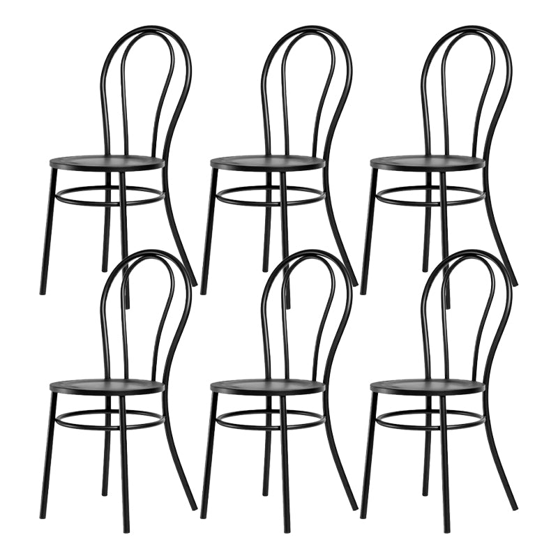 White and Black Dining Chairs Industrial Iron Armless Dining Side Chair