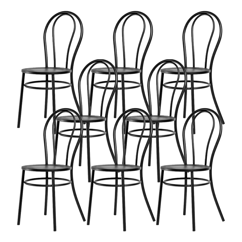 White and Black Dining Chairs Industrial Iron Armless Dining Side Chair