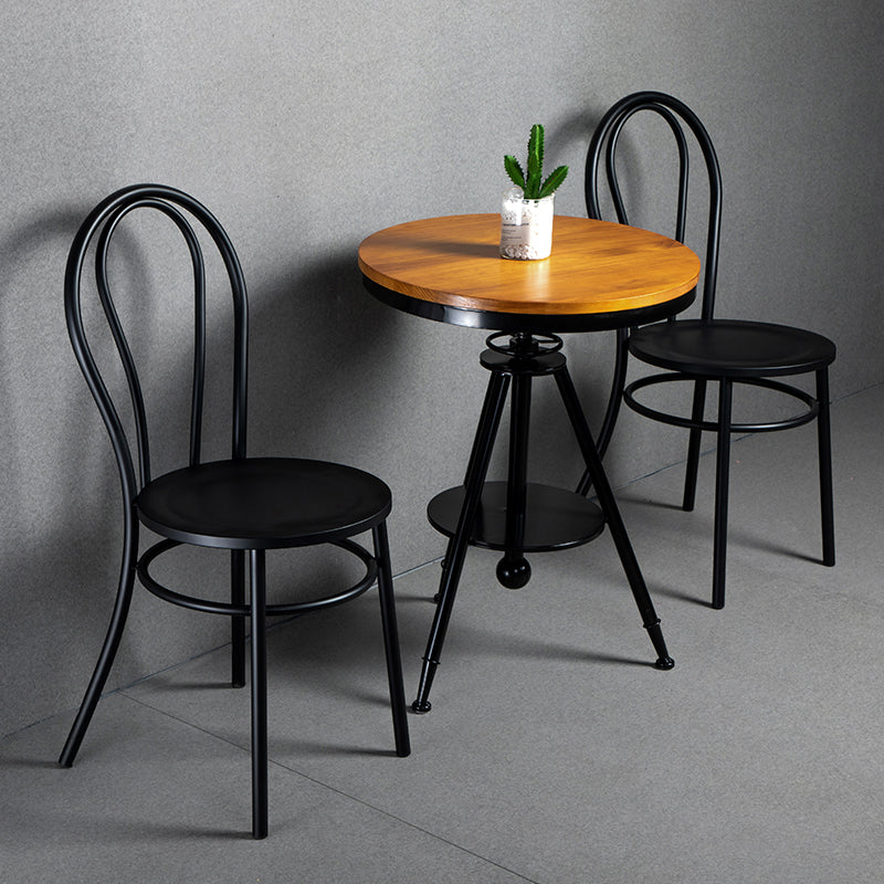 White and Black Dining Chairs Industrial Iron Armless Dining Side Chair
