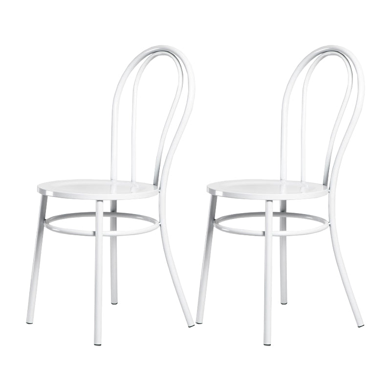 White and Black Dining Chairs Industrial Iron Armless Dining Side Chair