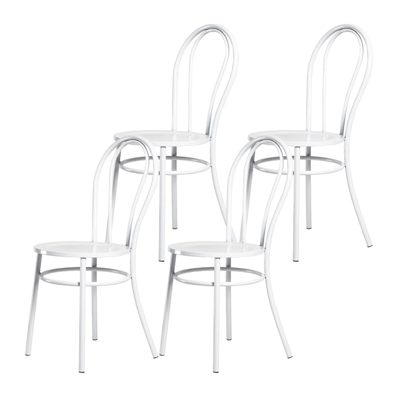 White and Black Dining Chairs Industrial Iron Armless Dining Side Chair