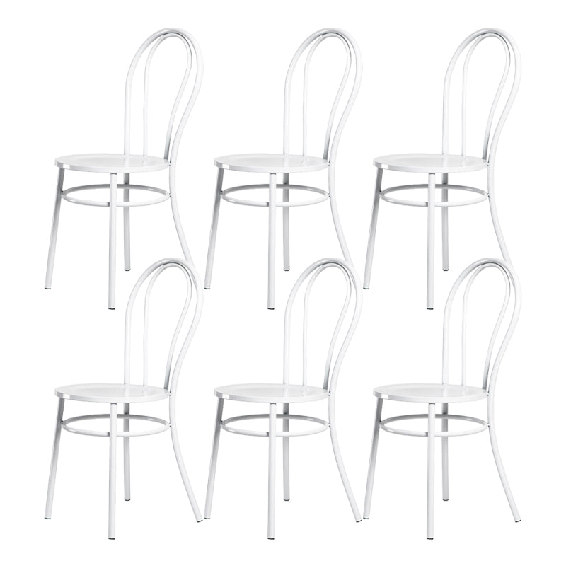 White and Black Dining Chairs Industrial Iron Armless Dining Side Chair