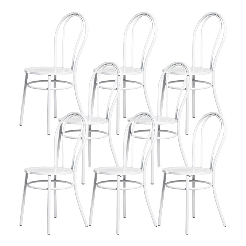 White and Black Dining Chairs Industrial Iron Armless Dining Side Chair