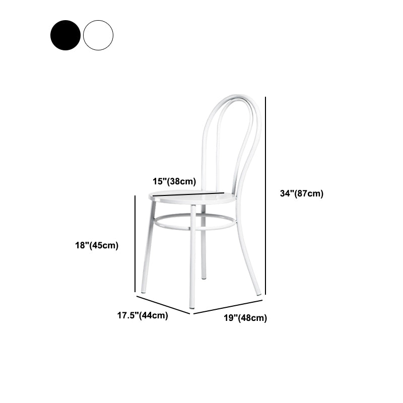 White and Black Dining Chairs Industrial Iron Armless Dining Side Chair