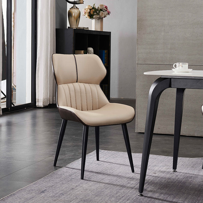 Faux Leather and Metal Side Chair Set Modern Dining Side Chair