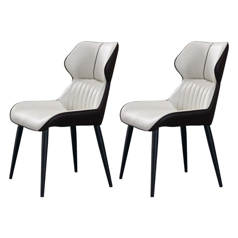 Faux Leather and Metal Side Chair Set Modern Dining Side Chair