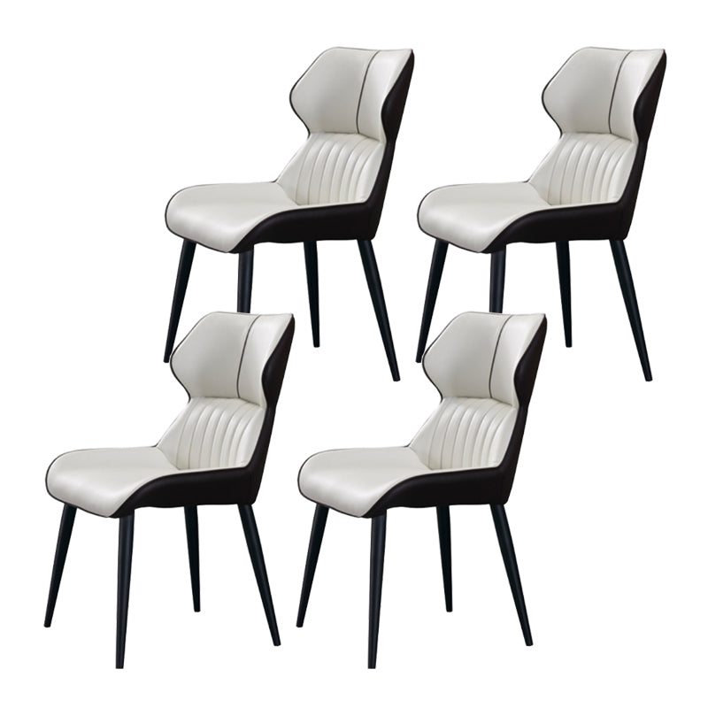 Faux Leather and Metal Side Chair Set Modern Dining Side Chair