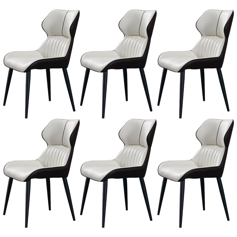 Faux Leather and Metal Side Chair Set Modern Dining Side Chair