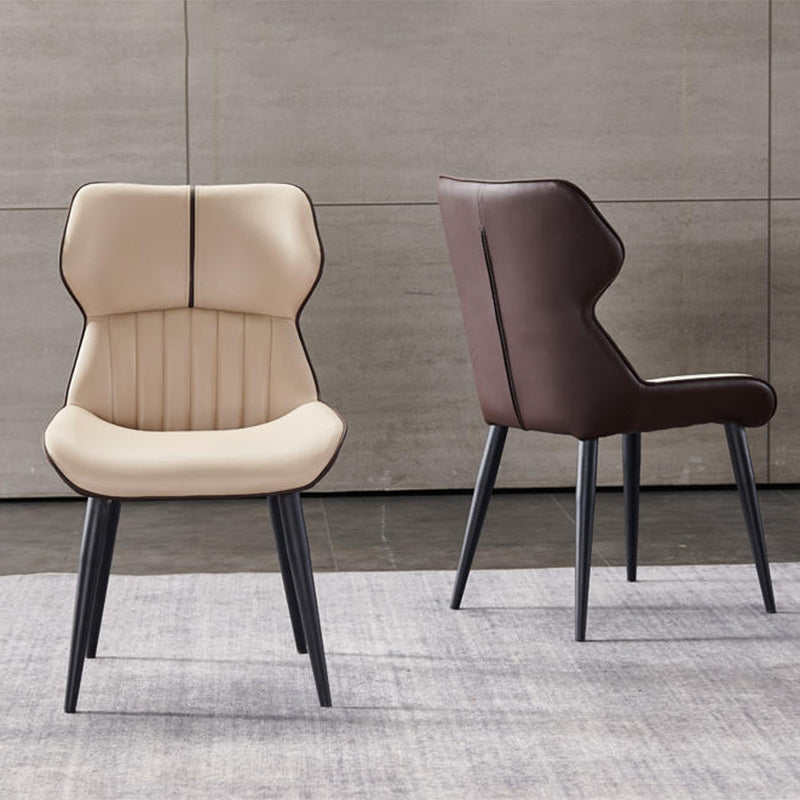 Faux Leather and Metal Side Chair Set Modern Dining Side Chair