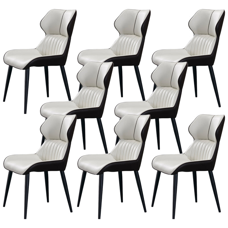 Faux Leather and Metal Side Chair Set Modern Dining Side Chair