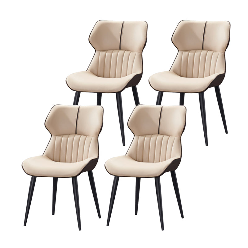 Faux Leather and Metal Side Chair Set Modern Dining Side Chair