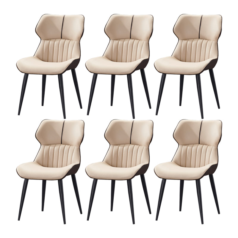 Faux Leather and Metal Side Chair Set Modern Dining Side Chair