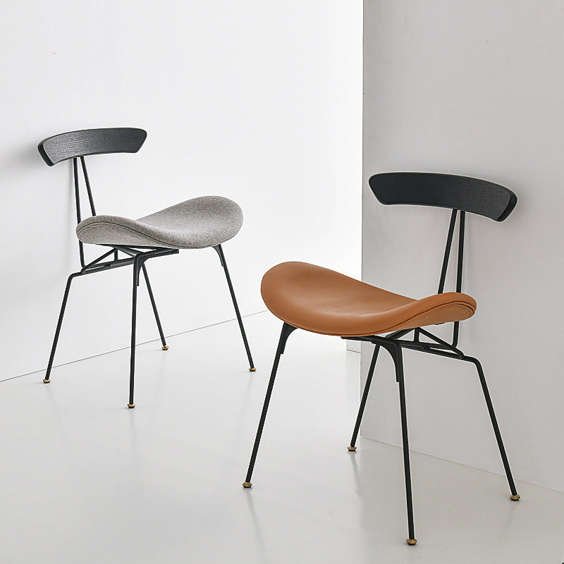 Black Iron Legs Dining Chairs Industrial Armless Dining Side Chair