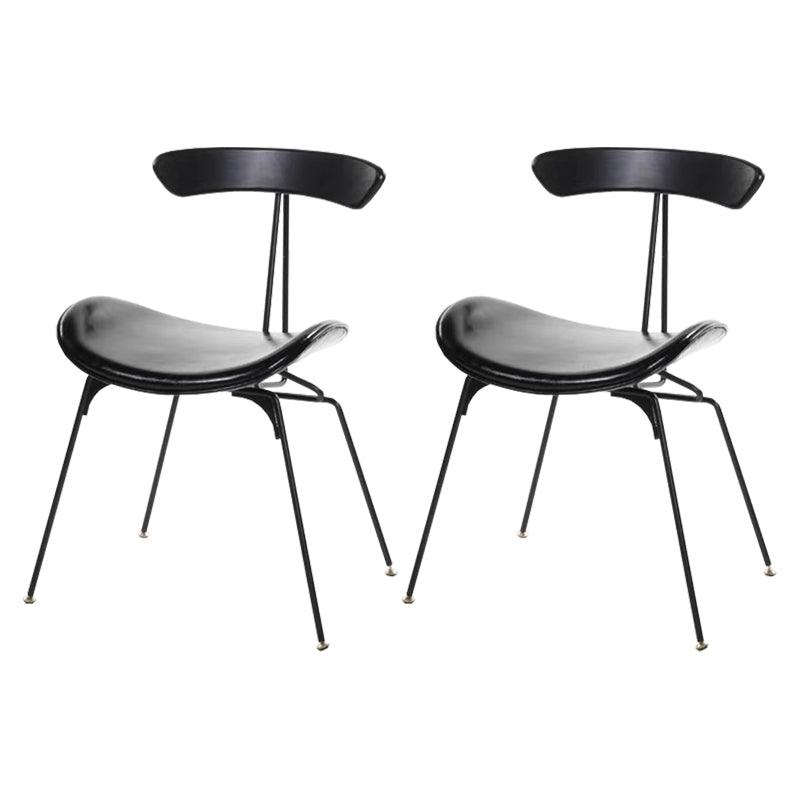 Black Iron Legs Dining Chairs Industrial Armless Dining Side Chair