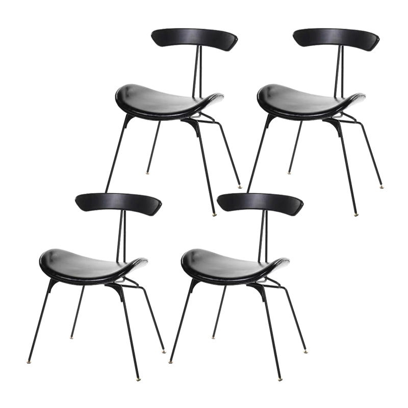Black Iron Legs Dining Chairs Industrial Armless Dining Side Chair