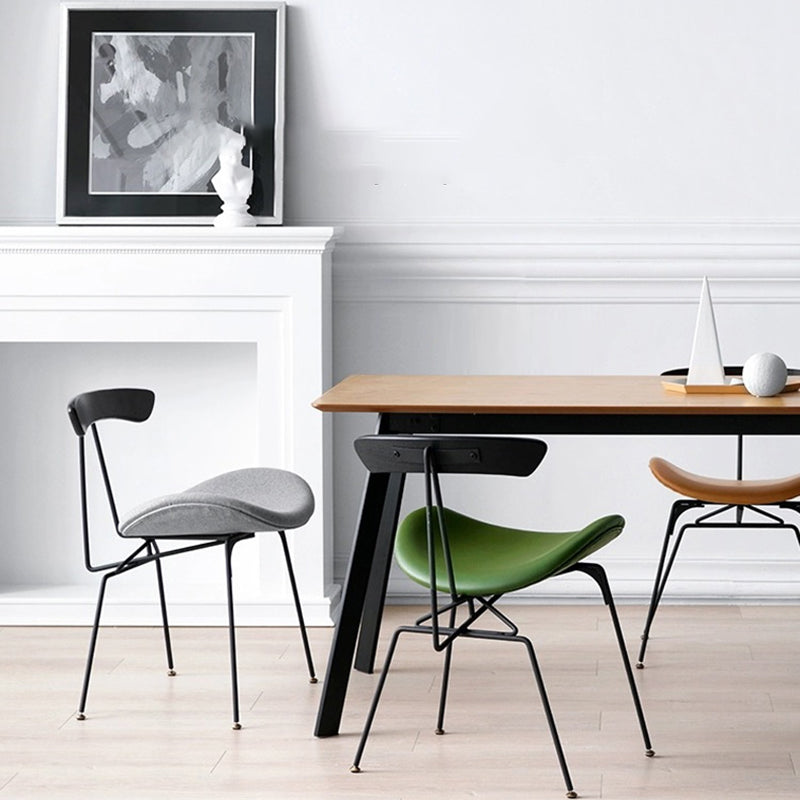 Black Iron Legs Dining Chairs Industrial Armless Dining Side Chair