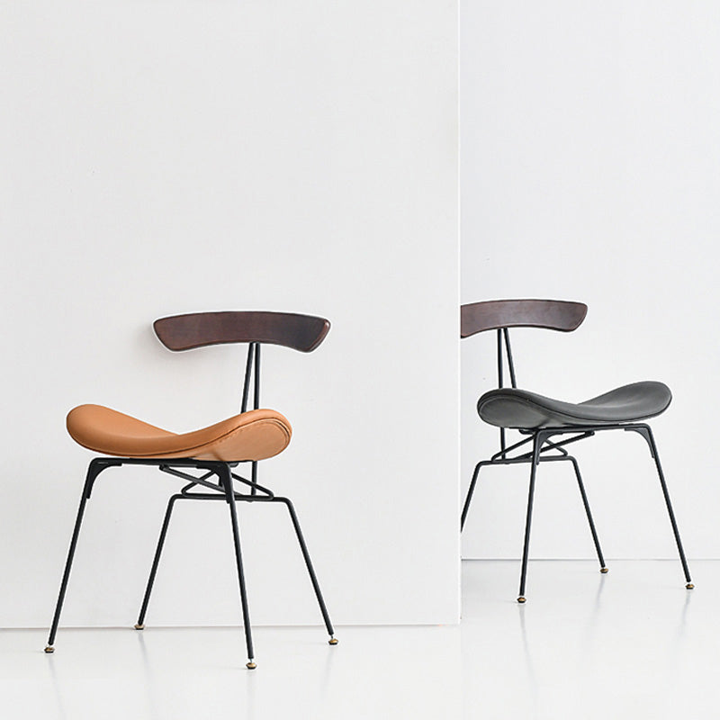 Black Iron Legs Dining Chairs Industrial Armless Dining Side Chair