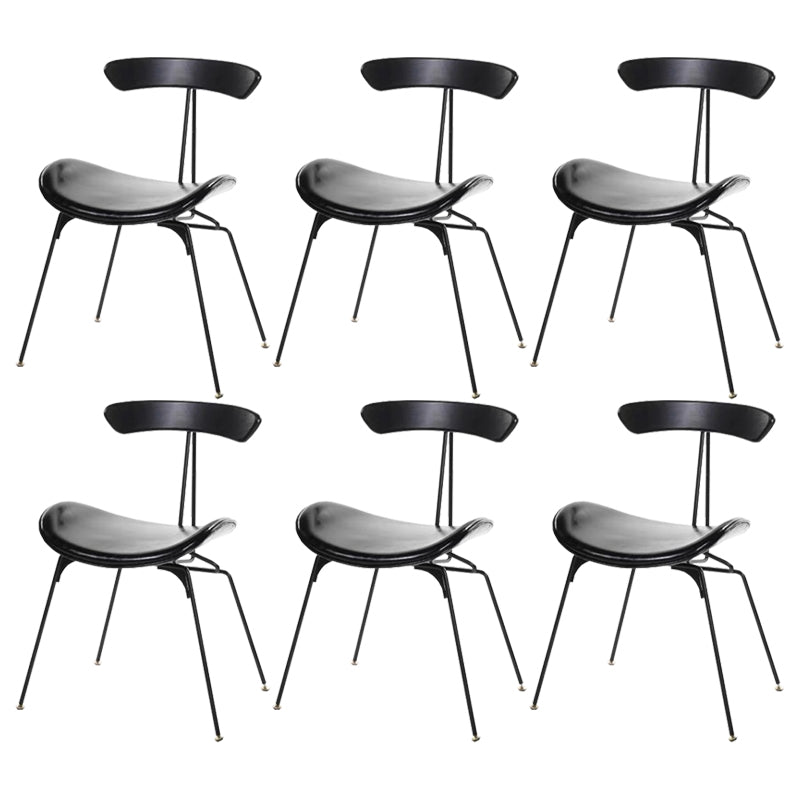 Black Iron Legs Dining Chairs Industrial Armless Dining Side Chair