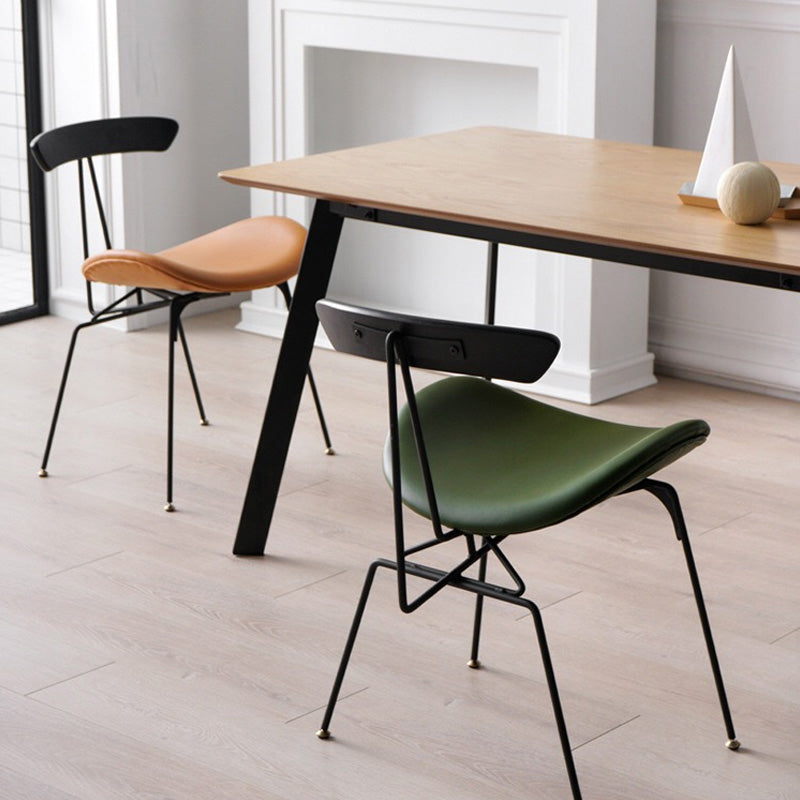 Black Iron Legs Dining Chairs Industrial Armless Dining Side Chair