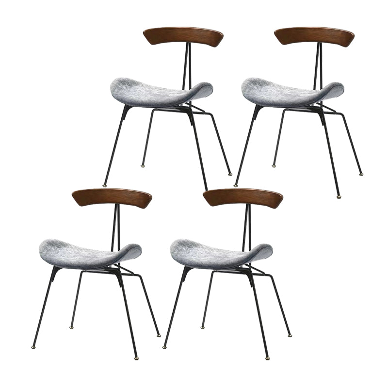 Black Iron Legs Dining Chairs Industrial Armless Dining Side Chair