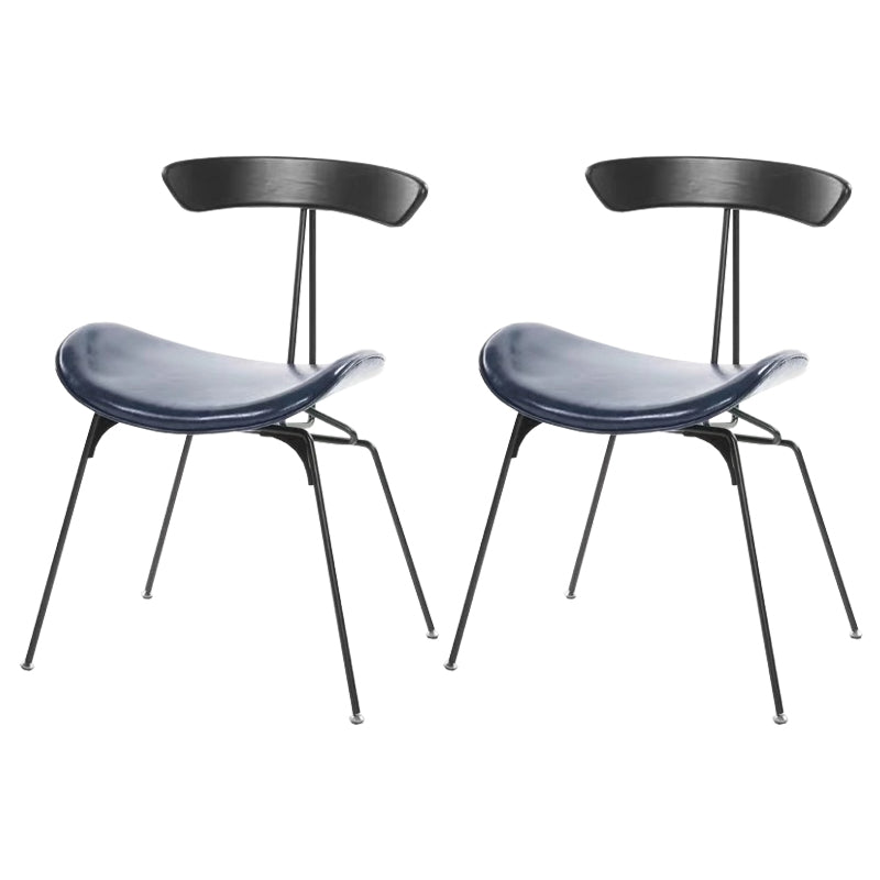 Black Iron Legs Dining Chairs Industrial Armless Dining Side Chair